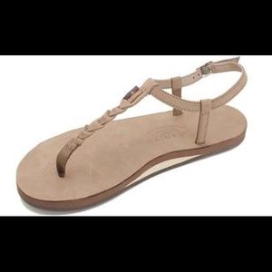 T-Street Dark Brown Center Braid Rainbow Sandal